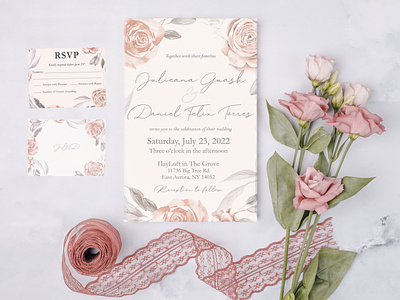 Soft Blush Wedding Invite Collection blush floral freelance graphic design invitation invite print script summer type wedding