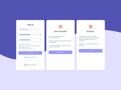 App Signup Process / UI app clean minimalistic modern pastel signup ui ux