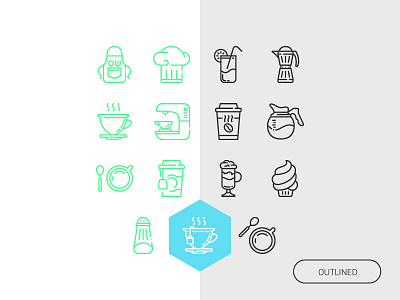 Outlined Coffee Shop icon set coffee icon icon set muffin mug pastry shop snacks
