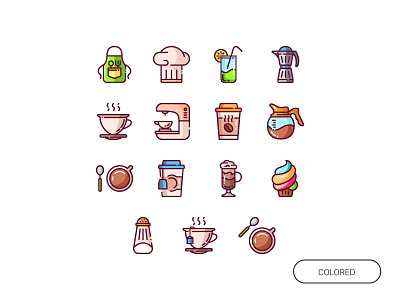 Colored Coffee Shop Icon Set coffee shop icon icon set muffin pastry snacks