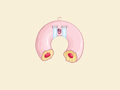 Kawaii Half Eaten Baby Donut cute donut food funny illustration kawaii