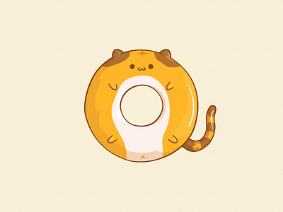 Kawaii Ginger Cat Donut cat character cute donut food funny illustration kawaii