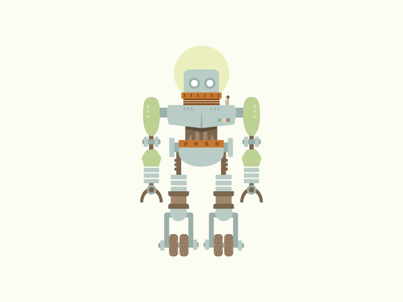 Flat Style Retro Robot Vector by Yokai on Dribbble