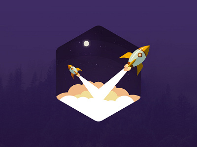 Aerolite Badge - High Contrast badge dailylogochallenge logo purple retro rocket spaceship