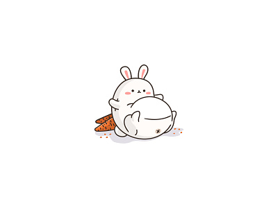 Fat Bunny adorable animal anime art artist bunny carrots character cute designer fat food funny icon illustration japanese kawaii rabbit