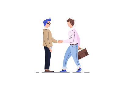 Men Shaking Hands Flat Illustration art briefcase business designer flat grit illustration illustrator interview job modern noise office shading vector work