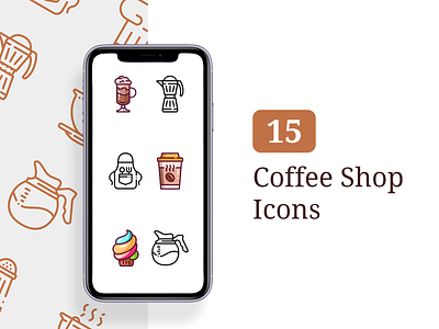 15 Coffee Shop Icons - Lined & Filled baking behance coffee coffee shop creative market cute dessert filled icons icon pack icon set icons lined icons muffin pastry