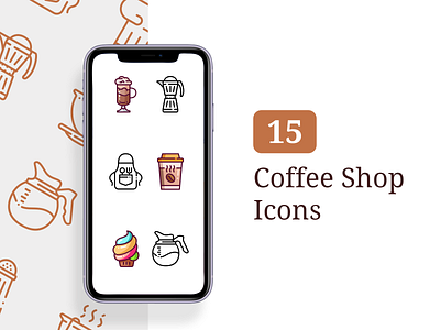 15 Coffee Shop Icons - Lined & Filled