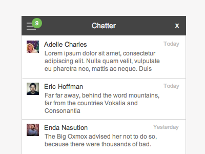 Chatter (WIP) chat user interface wireframe
