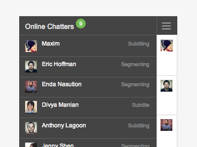 Online Users - Chatter (WIP) chat off canvas user interface