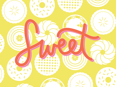 Sweet cake donut doughnut flat food illustration lettering pie vector