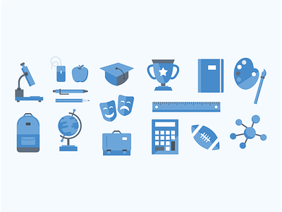 Academic Icons academics blue flat graduation icons illustration school vector