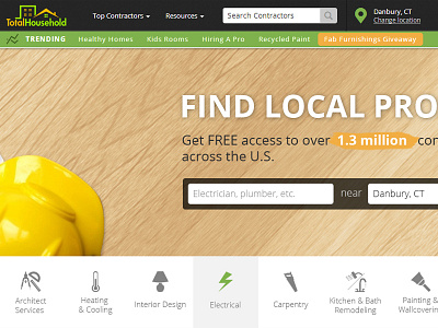 TotalHousehold Contractor Landing Page user interface web design