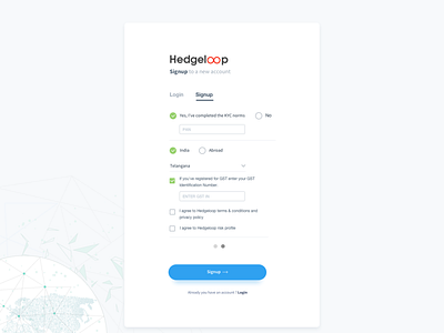 Hedgeloop Sign Up Step2 design dribbble enterprise login ux web