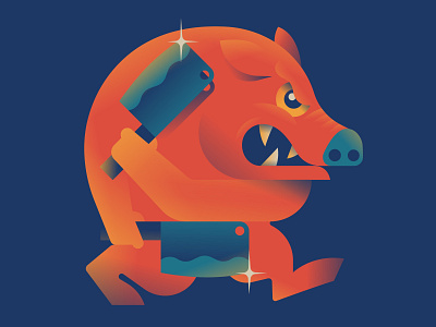 Angry Pig angry animal character design illustration nft opensea pig