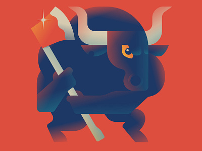 Angry Ox character design flat illustration nft opensea
