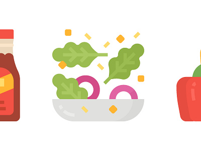 Salad design icons illustrations salad ui ux vectors vegetable
