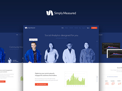 Simply Measured - UX/UI Design analytics big brands blue design hero platform social ui ux