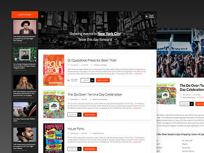 Events Page artists audio events music ui urban ux video website