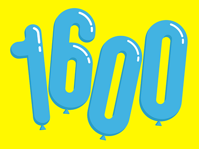 1600 Followers 1600 balloon followers illustration milestone party typography