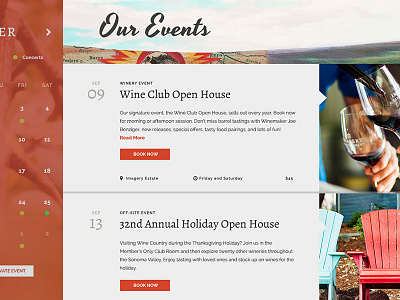 Events List ecommerce events preview ui ux website wine wine club winery
