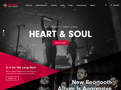 Home Page colourful entertainment home page music red bull records ui unique ux video winner