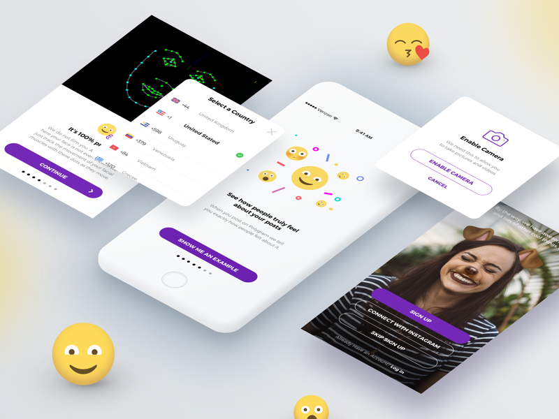 Onboarding ai artificial intelligence ui recording mobile mask iphone camera app onboarding