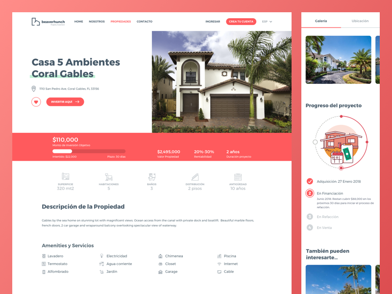 Property Detail ui ux united states real state property investment ecommerce hunch beaver