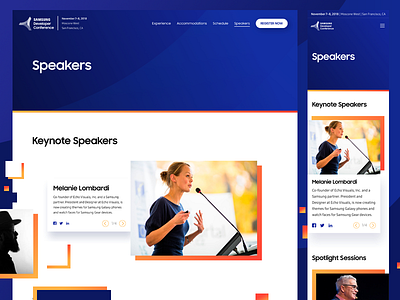 SDC 2018 - Speakers Page conference design developer development indicius samsung sdc 2018 ui ux website