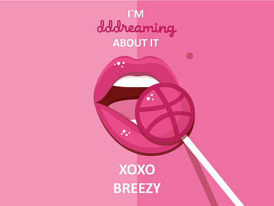 Dreams Come True!:) debut dream dribbble first flat illustration invite lips pink shot vector xoxo