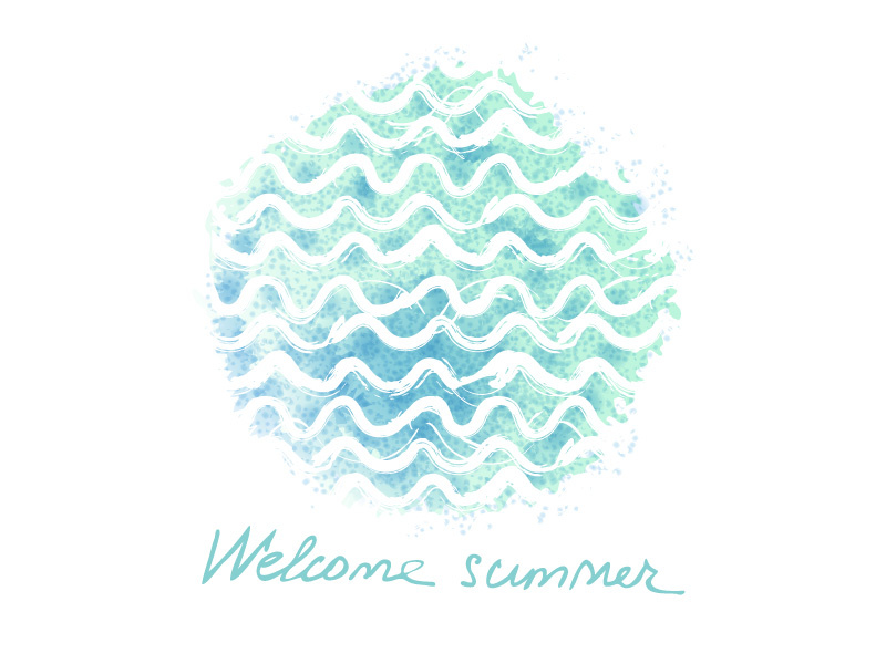 Free vector waves. Freebie circle free hand drawn turquoise sea welcome summer freebie spot watercolor vector waves