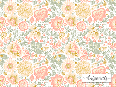 Vector Floral peach chic seamless pattern