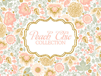 Vector Floral Glitter Peach Chic collection