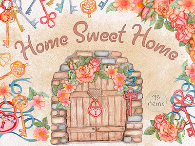 Home Sweet Home. Watercolor collection