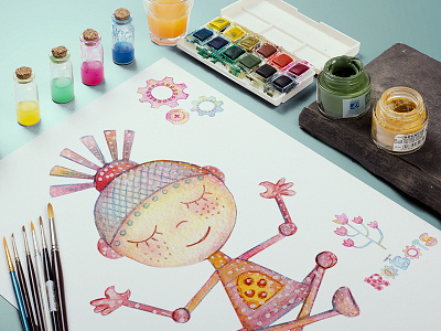 Beep Beep! Robots Party! baby childrens collection illustration kids party robots space ufo watercolor сharacters