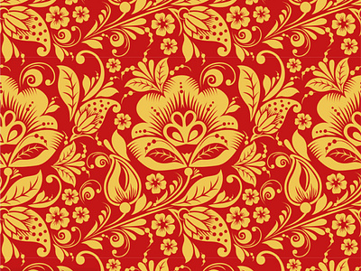 Golden orange floral texture seamless pattern Vector Image