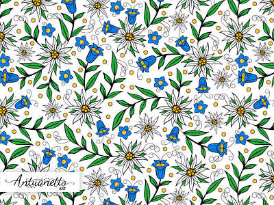 Vector floral seamless pattern design edelweiss floral flower folk folklore pattern seamless surface vector