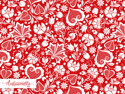 Vector Floral folklore lace seamless pattern