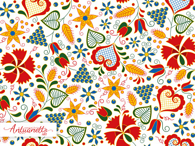 Vector Floral folklore seamless pattern floral flower folk folklore heart pattern seamless seamless pattern surface design vector