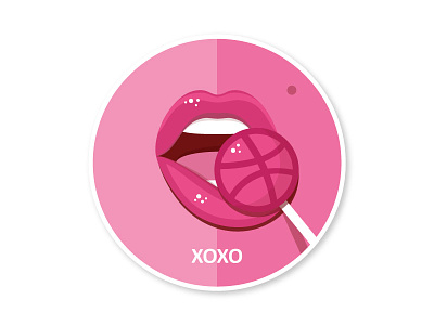 I love dribbble as sweet candy addiction candy dribbble flat free lips playoff rebound sticker vector