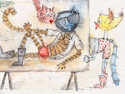 Сhildren's illustration about a cats. Macho cat))