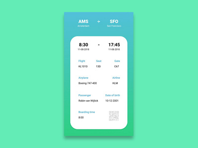 Boarding Pass app boarding pass design flight interface travel travelr ui uinspire ux
