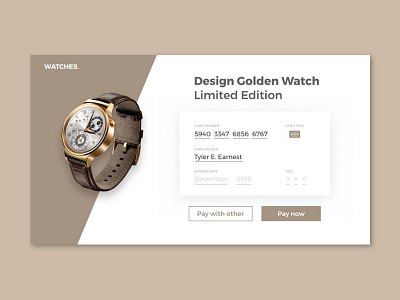 002 Design Golden Watch 002 creditcardcheckout dailyui ui ux webdesign