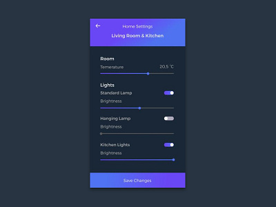 #007 Home Settings app 007 07 app daily ui daily ui 007 dark home settings ui