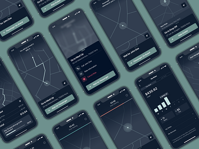 Driver Application application design driver flow green ios ios app iphonex iphonexs map mobile mobility mockup product ride sketch taxi transports ui ux