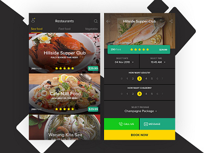 Restaurant App Dark app mobile restaurant uiux website.