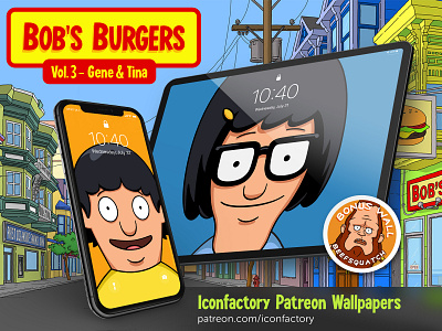 Bob's Burgers Vol. 3 Wallpapers animation bobs burgers cartoon desktop gedeon maheux gene belcher iconfactory ios ipad iphone macos tina belcher wallpaper