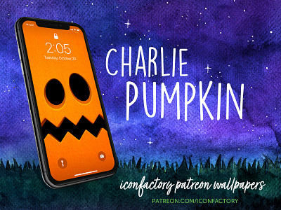 Charlie Pumpkin Wallpaper autumn cartoon charlie brown fall haloween holiday iconfactory ios kids lock screen patreon peanuts pumpkin spooky wallpaper