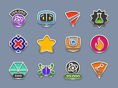 Frenzic: Overtime Achievement Icons achievement design game icon iconfactory iconography illustration ios iphone metallic