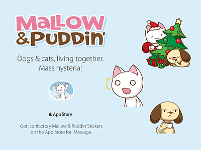 Mallow Pudding Sticker Pack adorable app store cat chat christmas cute dog iconfactory imessage kitteh kitty puppy stickers stickers for imessage
